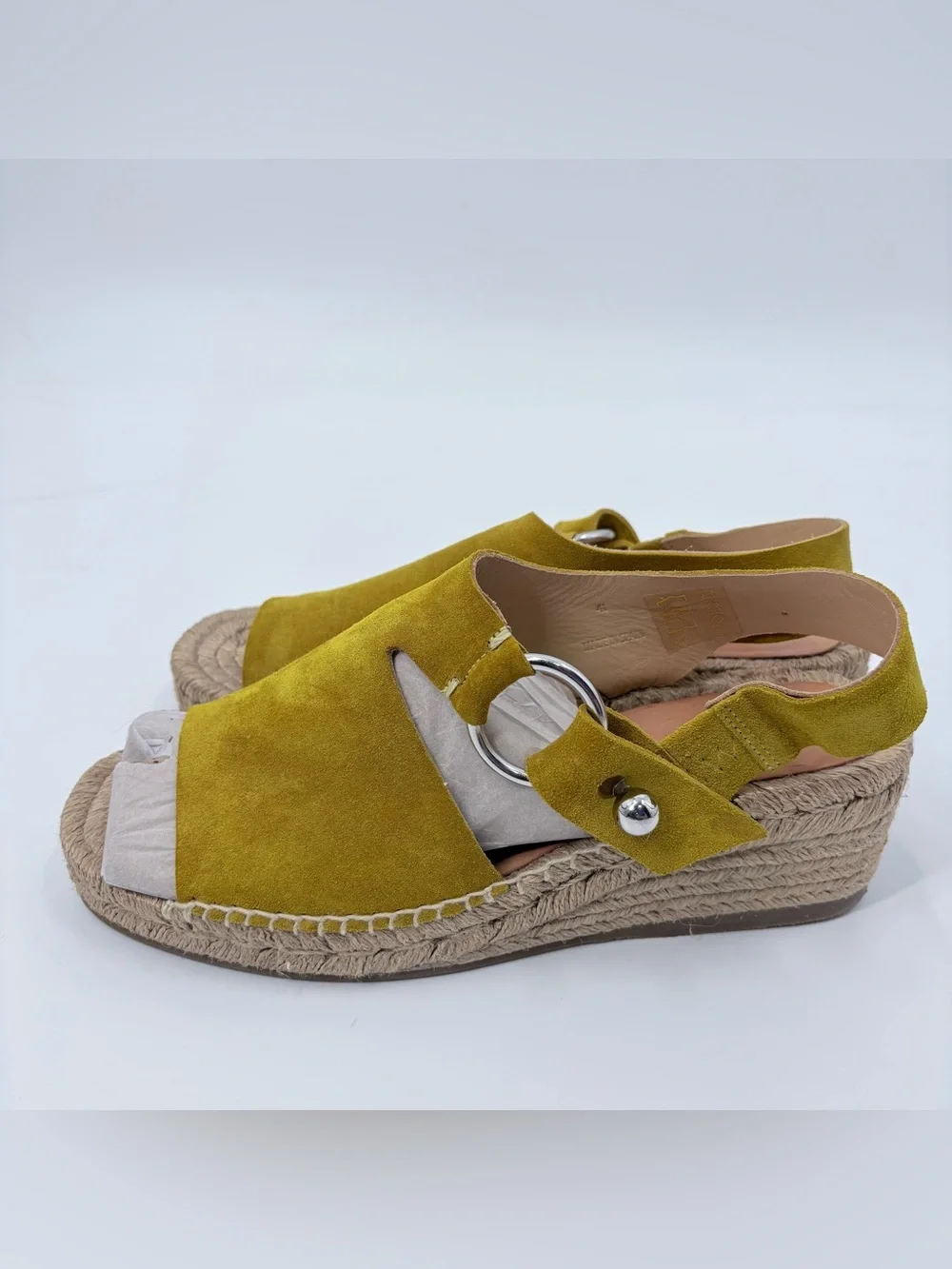 Rag & Bone Mustard Yellow Arc Suede Wedge Sandals